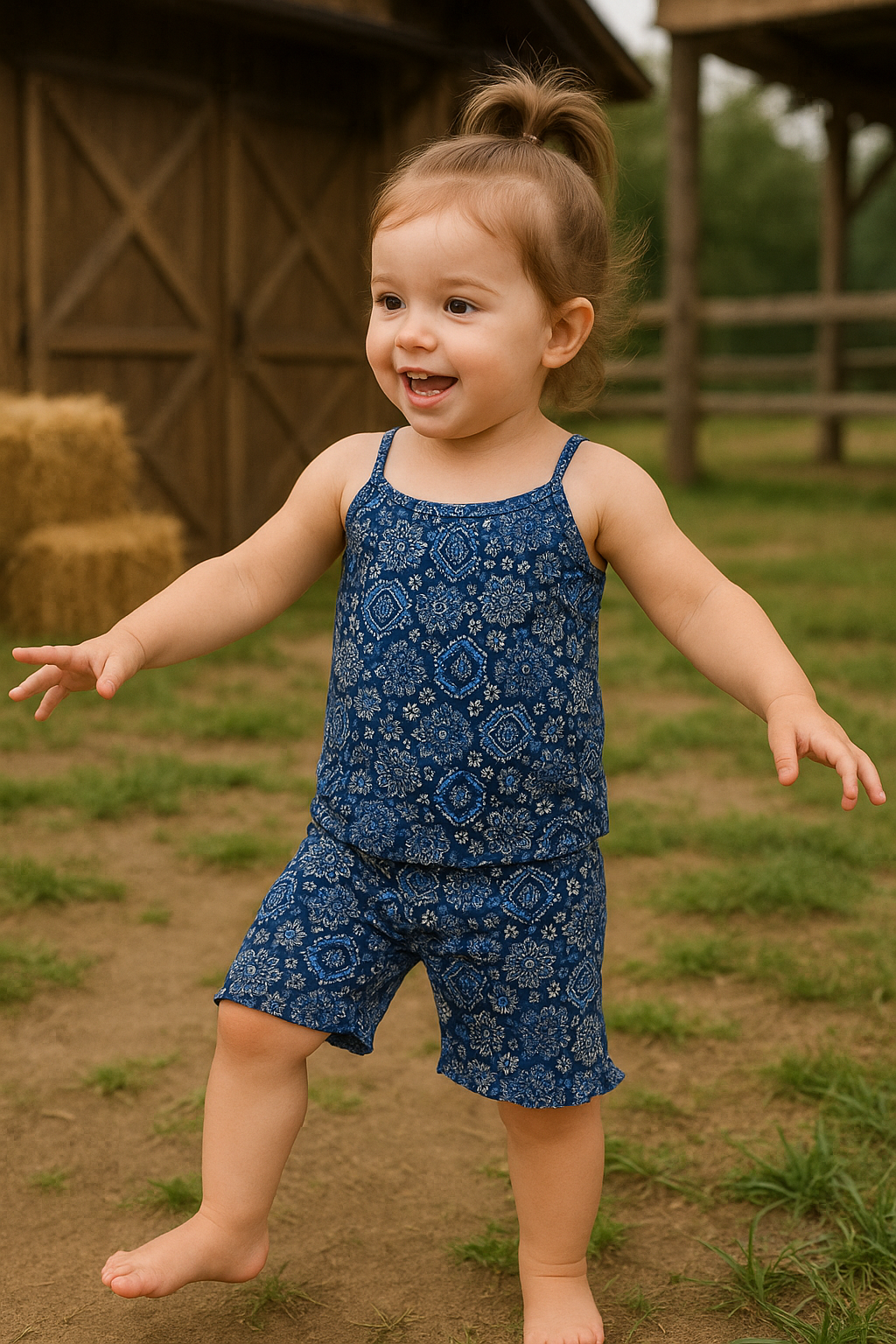 Blue white floral  tanktop set