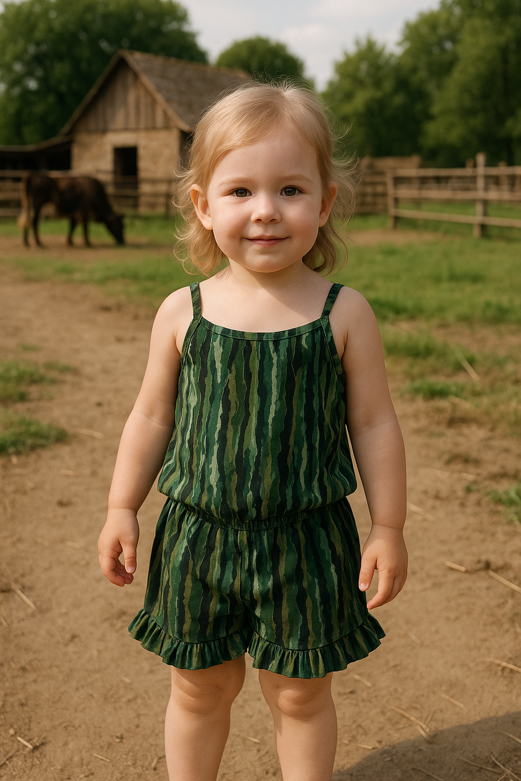 Green camo baby tanktop suit