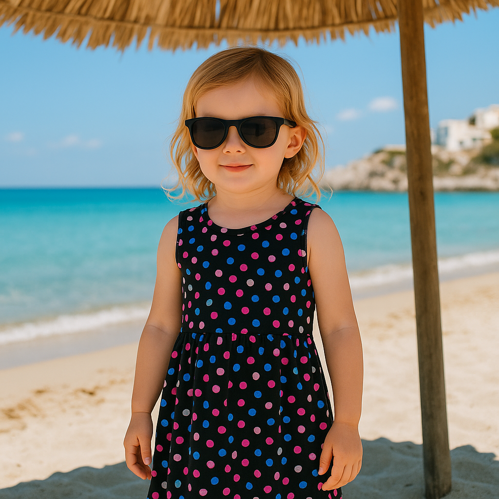 Black polka baby frock
