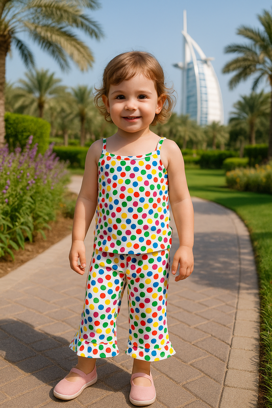 Green orange polka tanktop suit