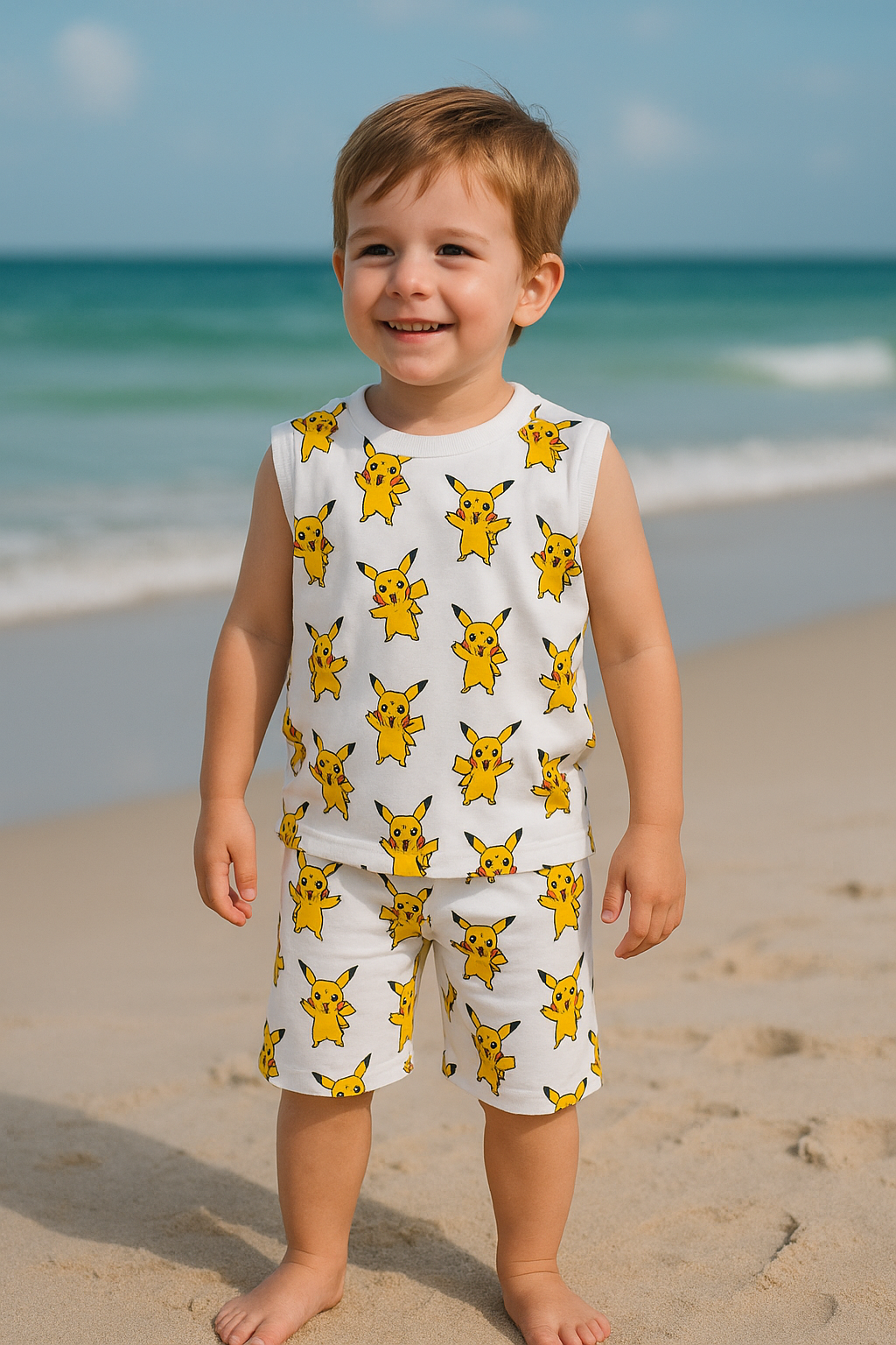 White multi pokemon sando suit