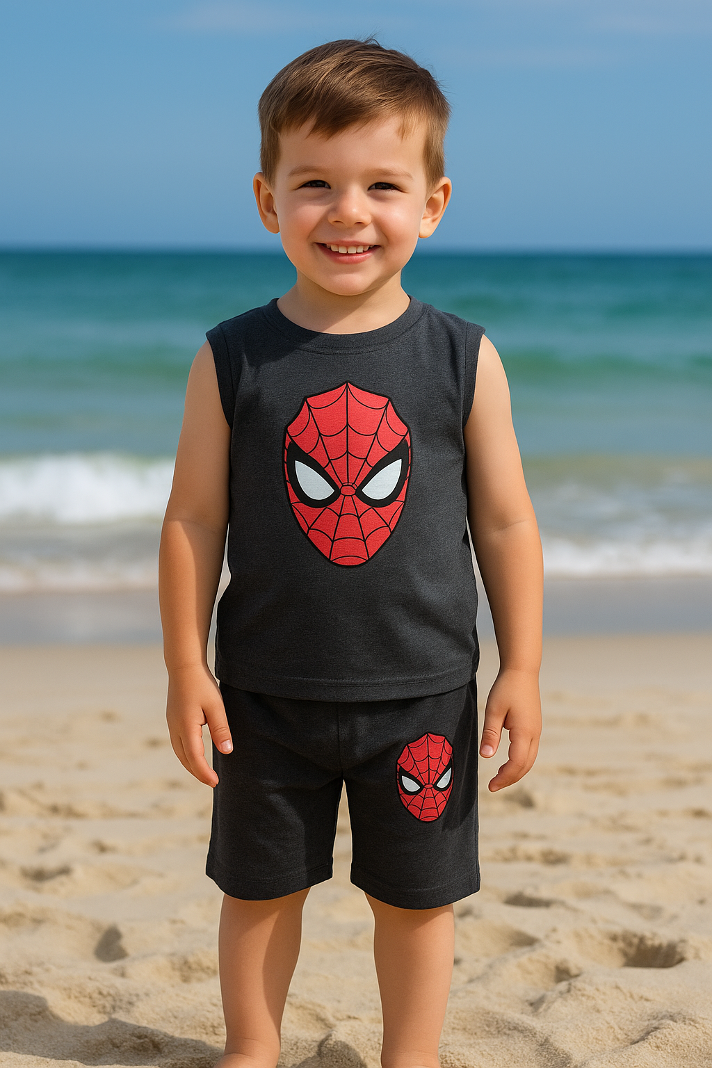 Dark grey spiderman sando suits