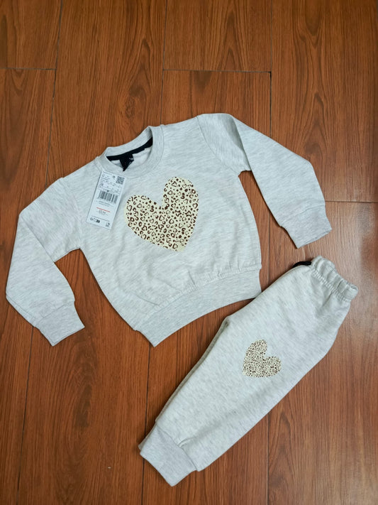 Grey heart kids track suit