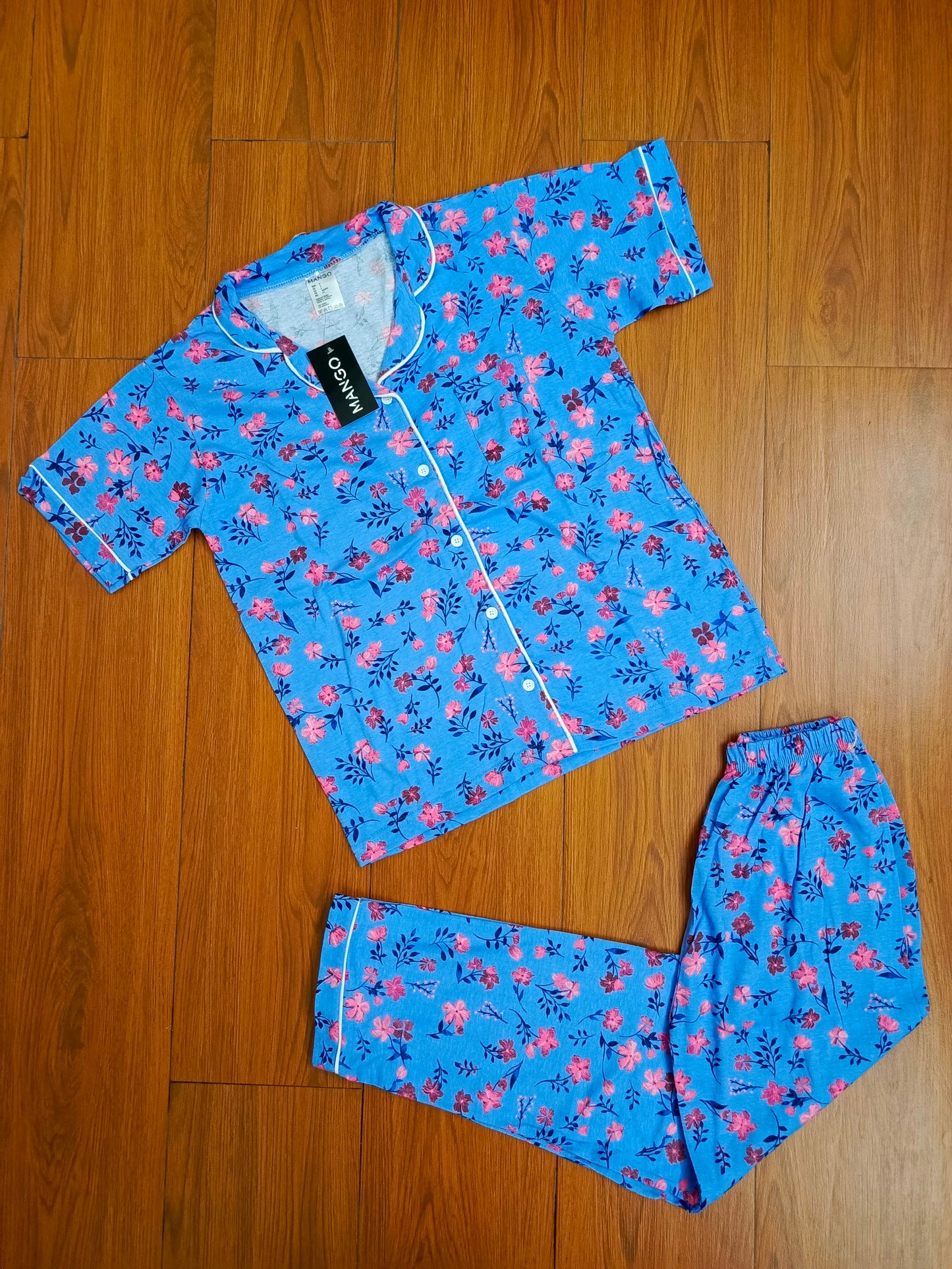 Mid blue floral ladies pj's