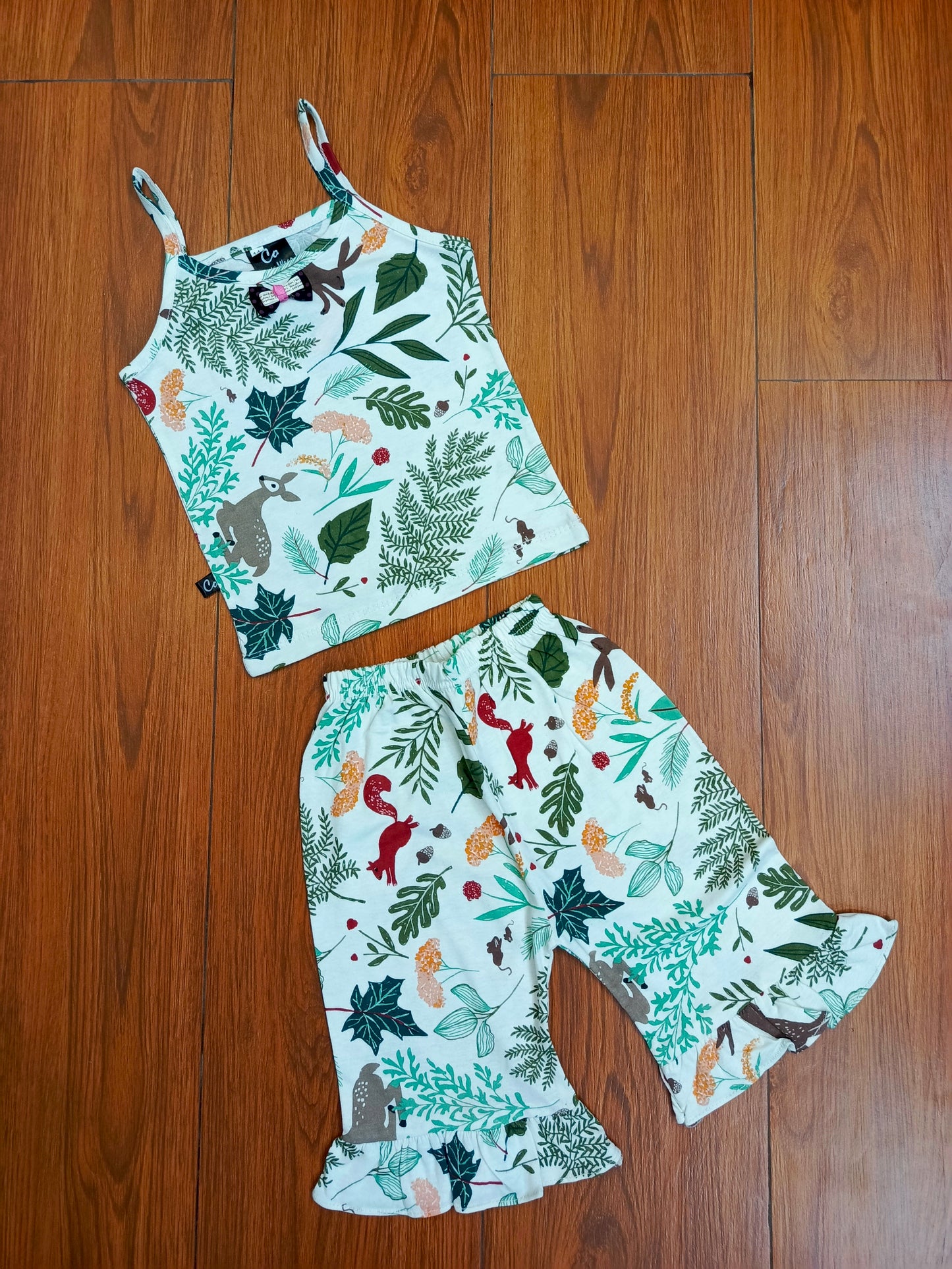 Jungle print baby tanktop capri suit