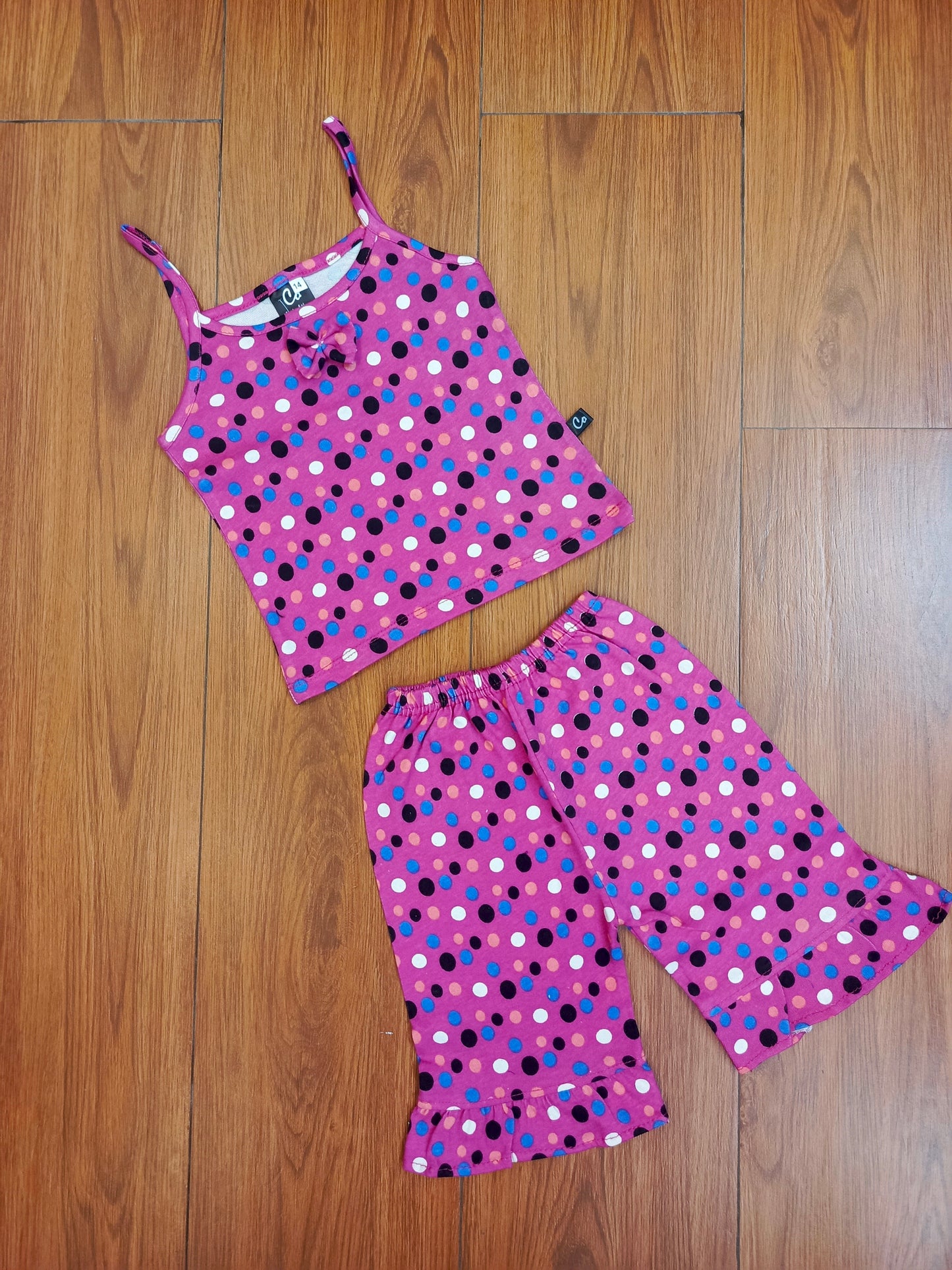 Pink polka tanktop capri suit