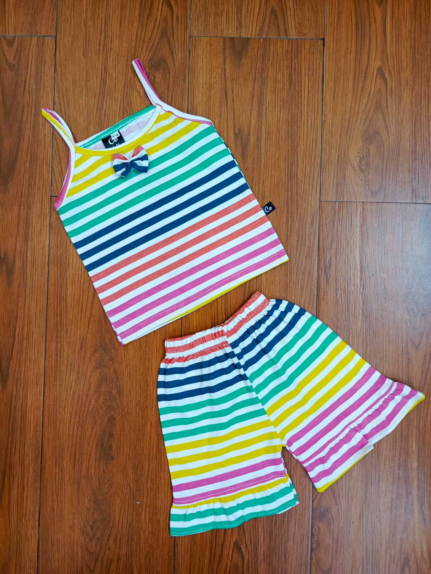 Rainbow stripes multi tanktop suit