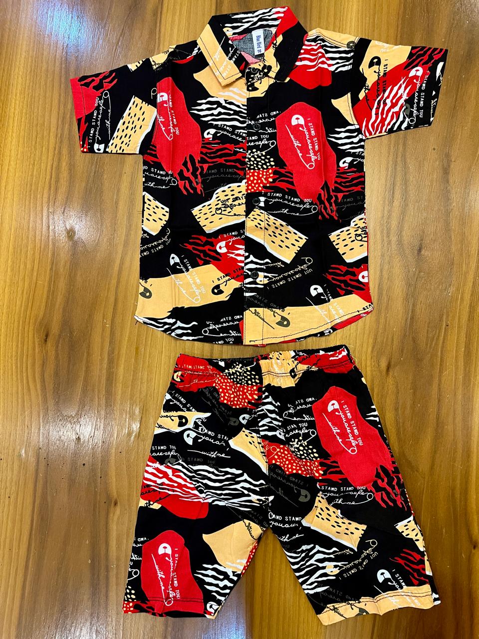 Red black linen suit