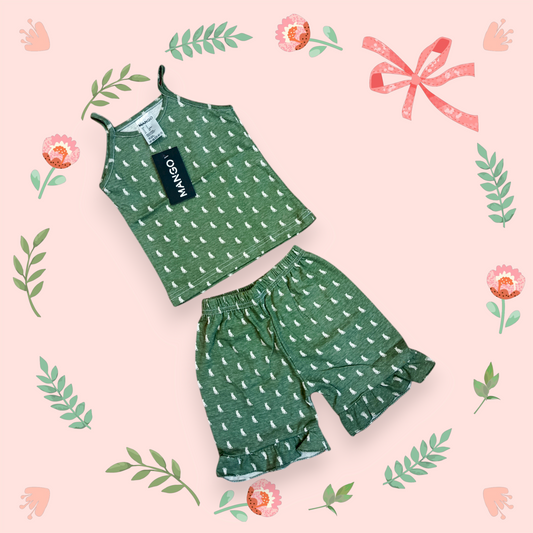Green printed tanktop set
