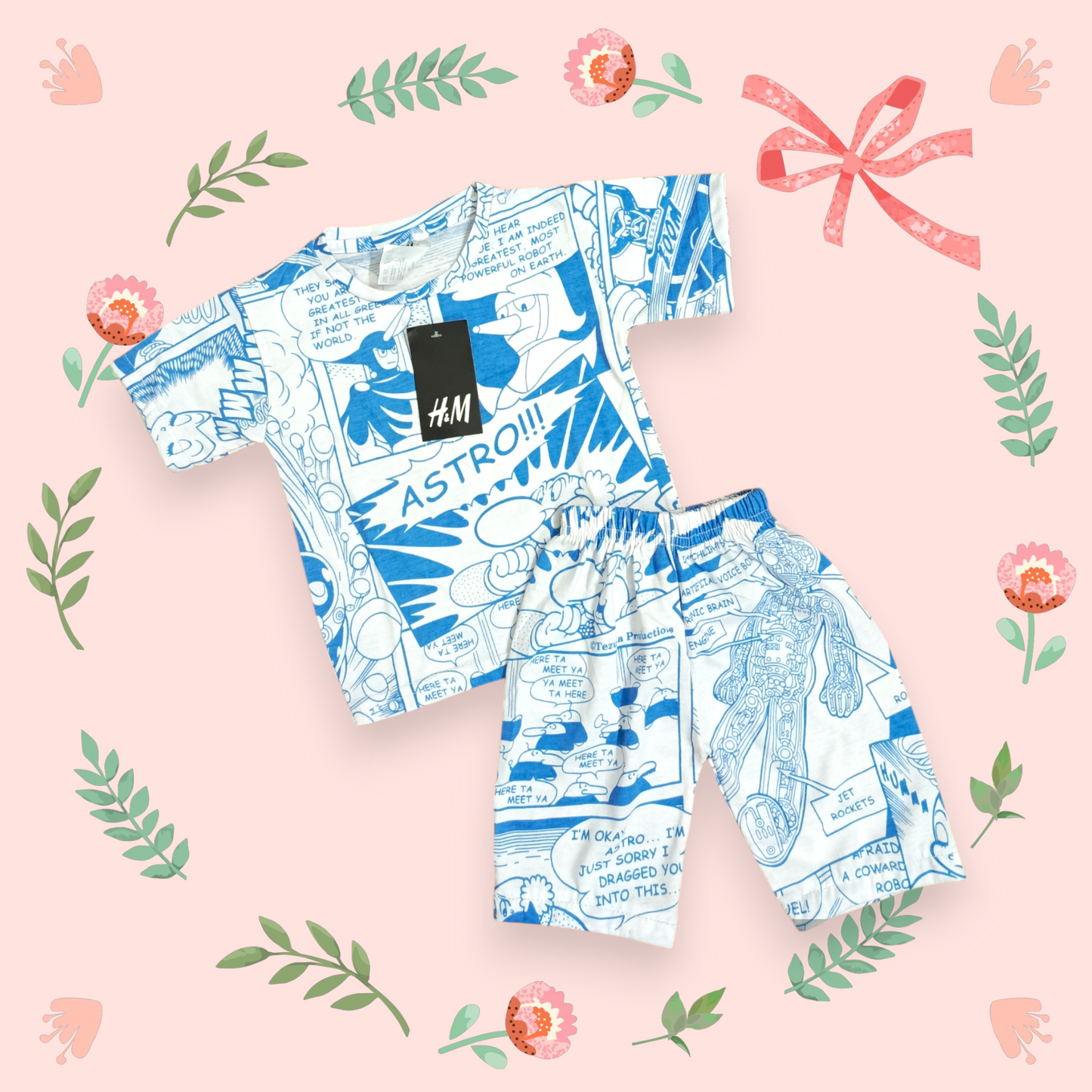 Blue comic shorts suit