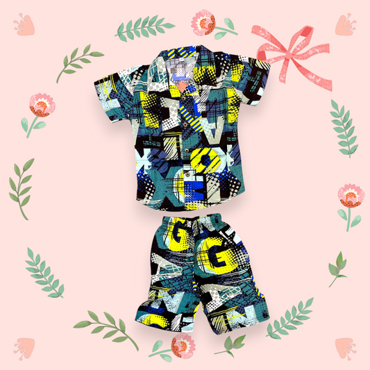Alpha multi kids linen suit