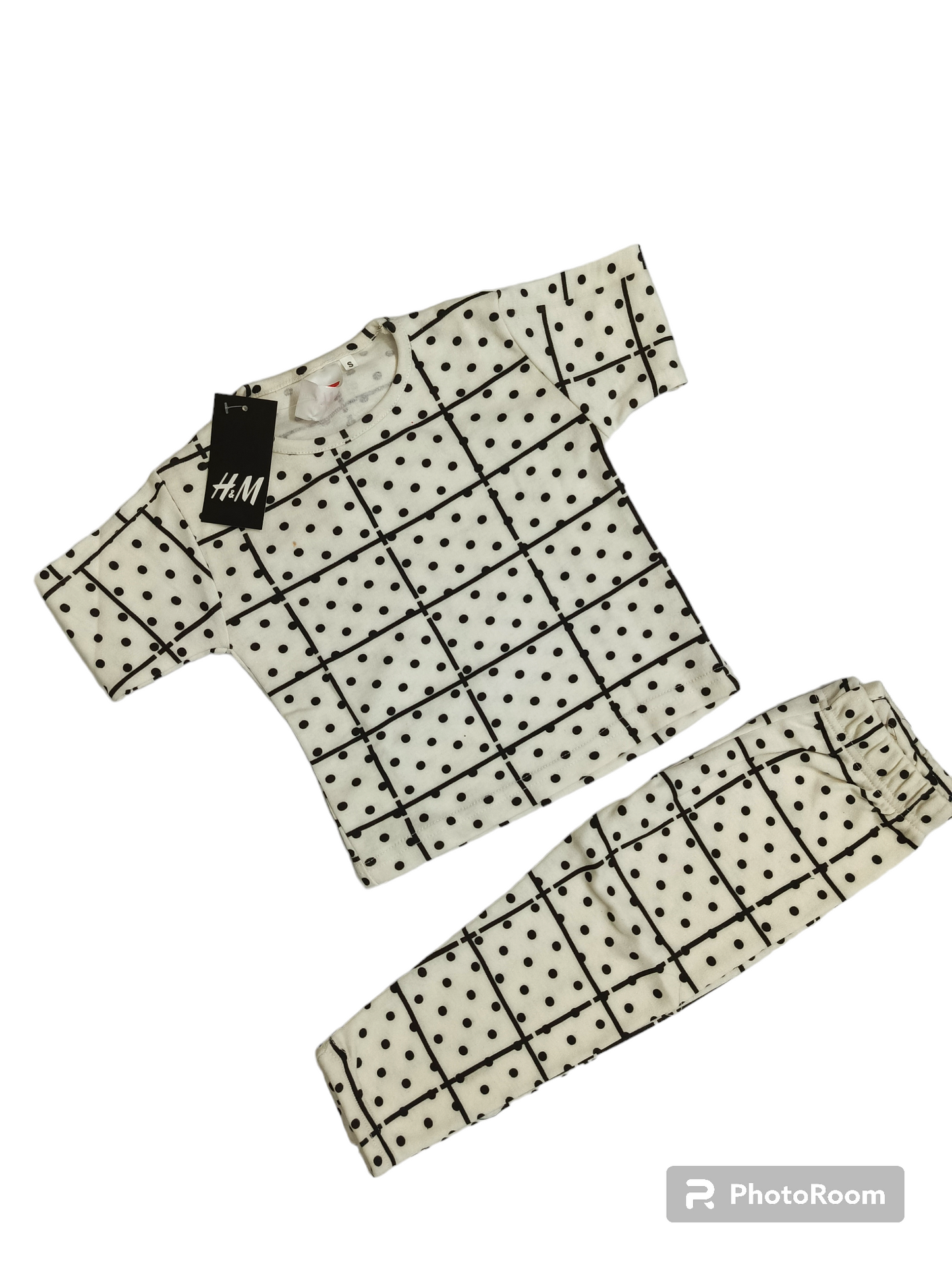 White polka half sleeves suit