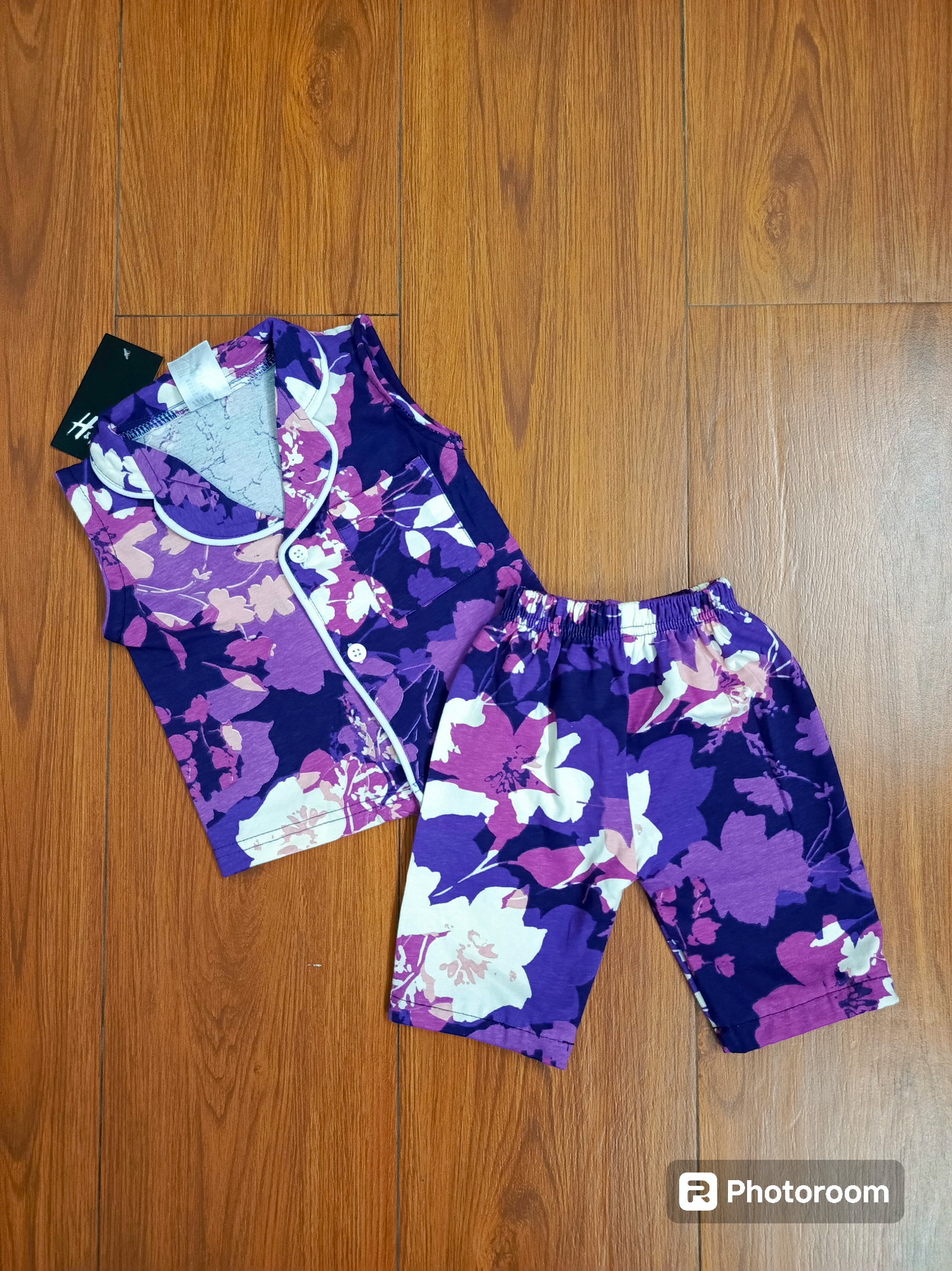 Purple floral sando suit