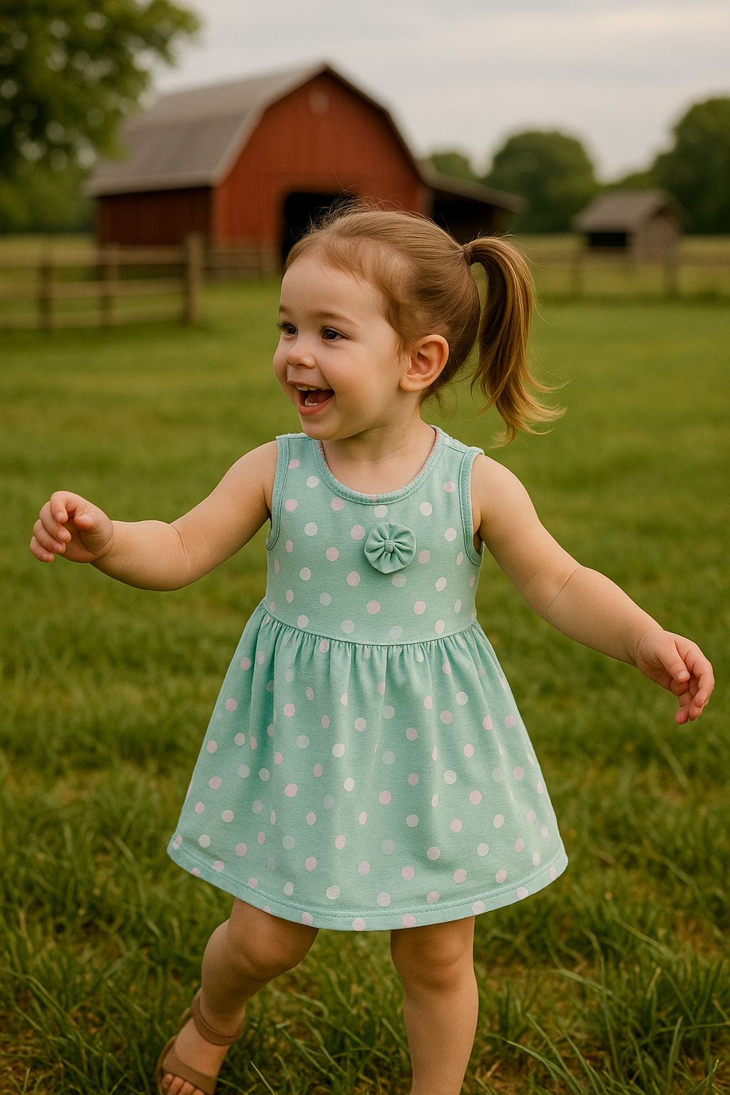 Light green polka frock