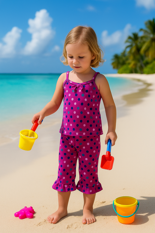 Pink polka tanktop capri suit