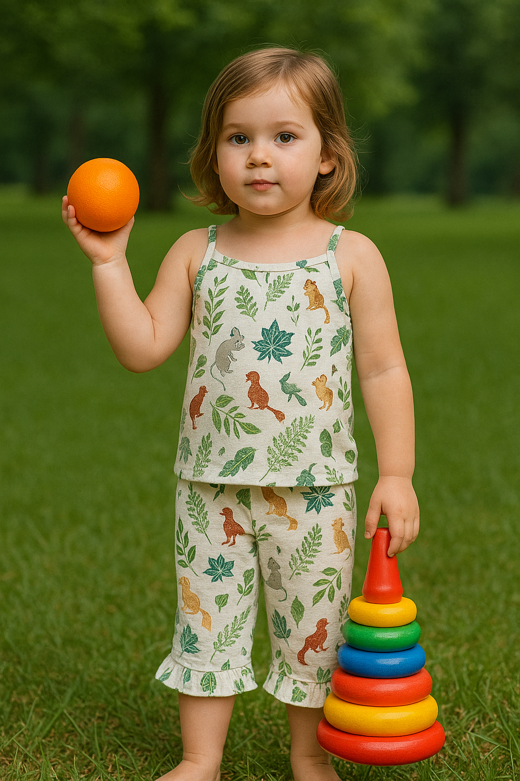 Jungle print baby tanktop capri suit