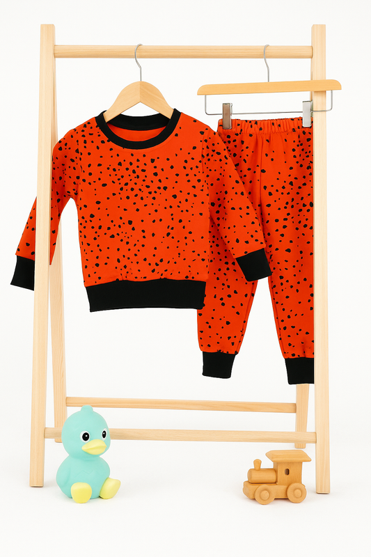 Orange polka kids track suit