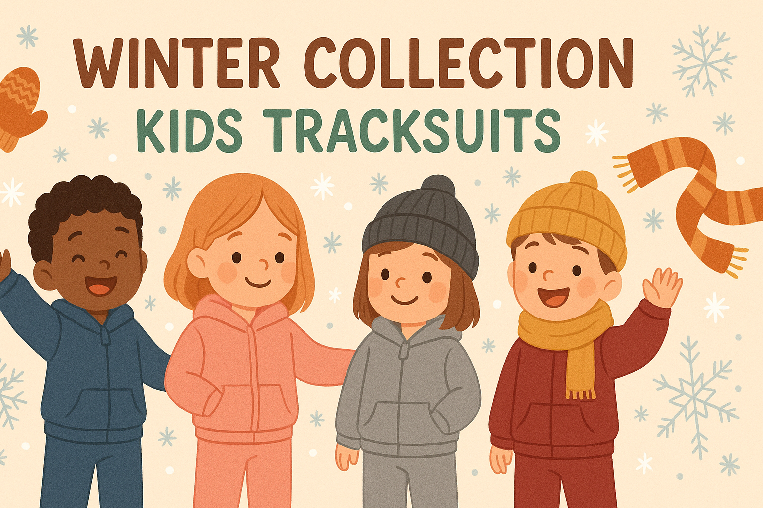 winter collection kids tracksuits greeting for customers