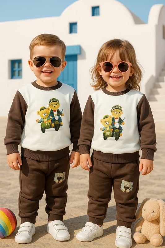 Brown & white kids track suit