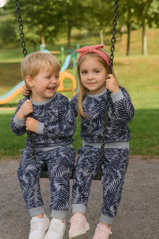 Grey leaves kids track suit