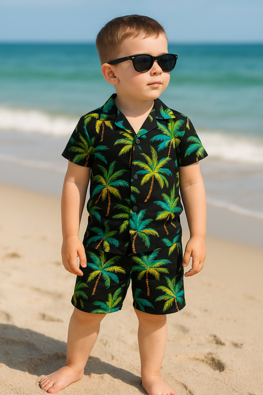 Black jungle green linen suit