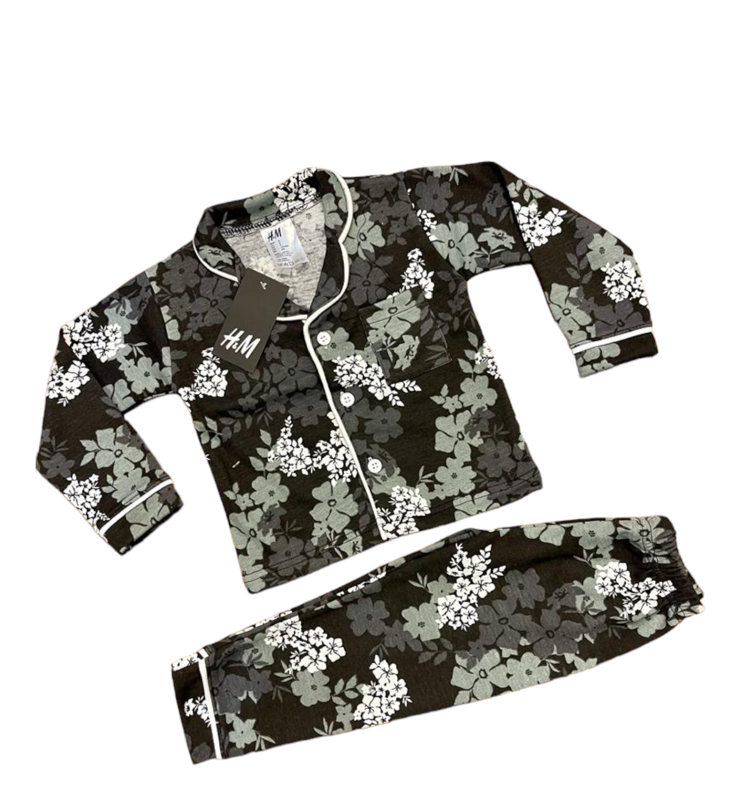 Black grey floral pj's