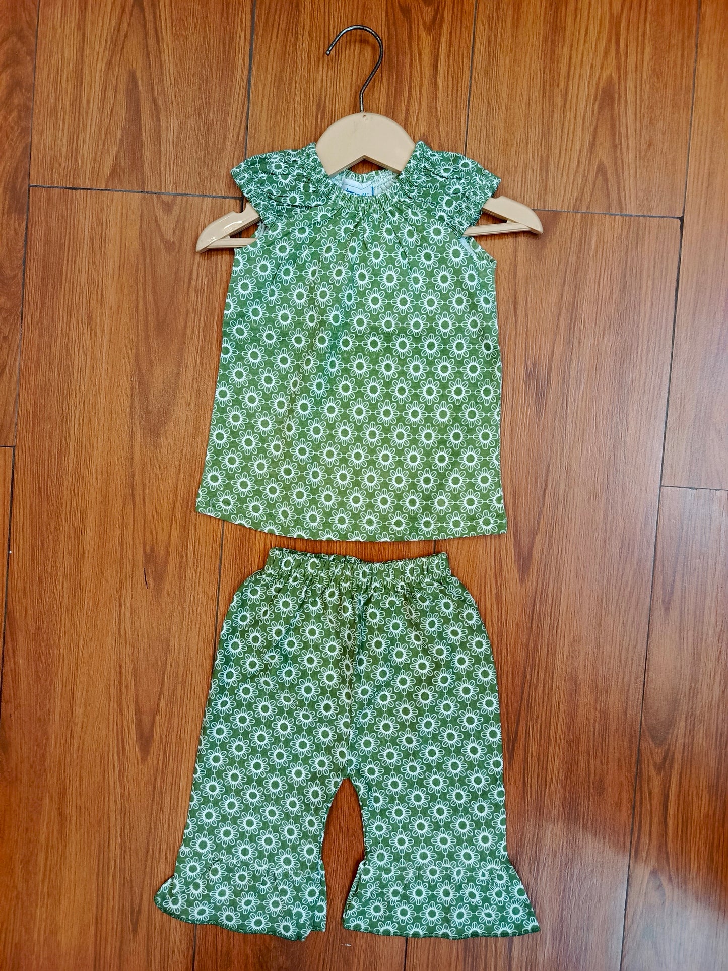 Light green mini flower baby sando co-ord sets