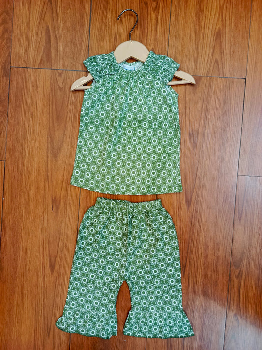 Light green mini flower baby sando co-ord sets