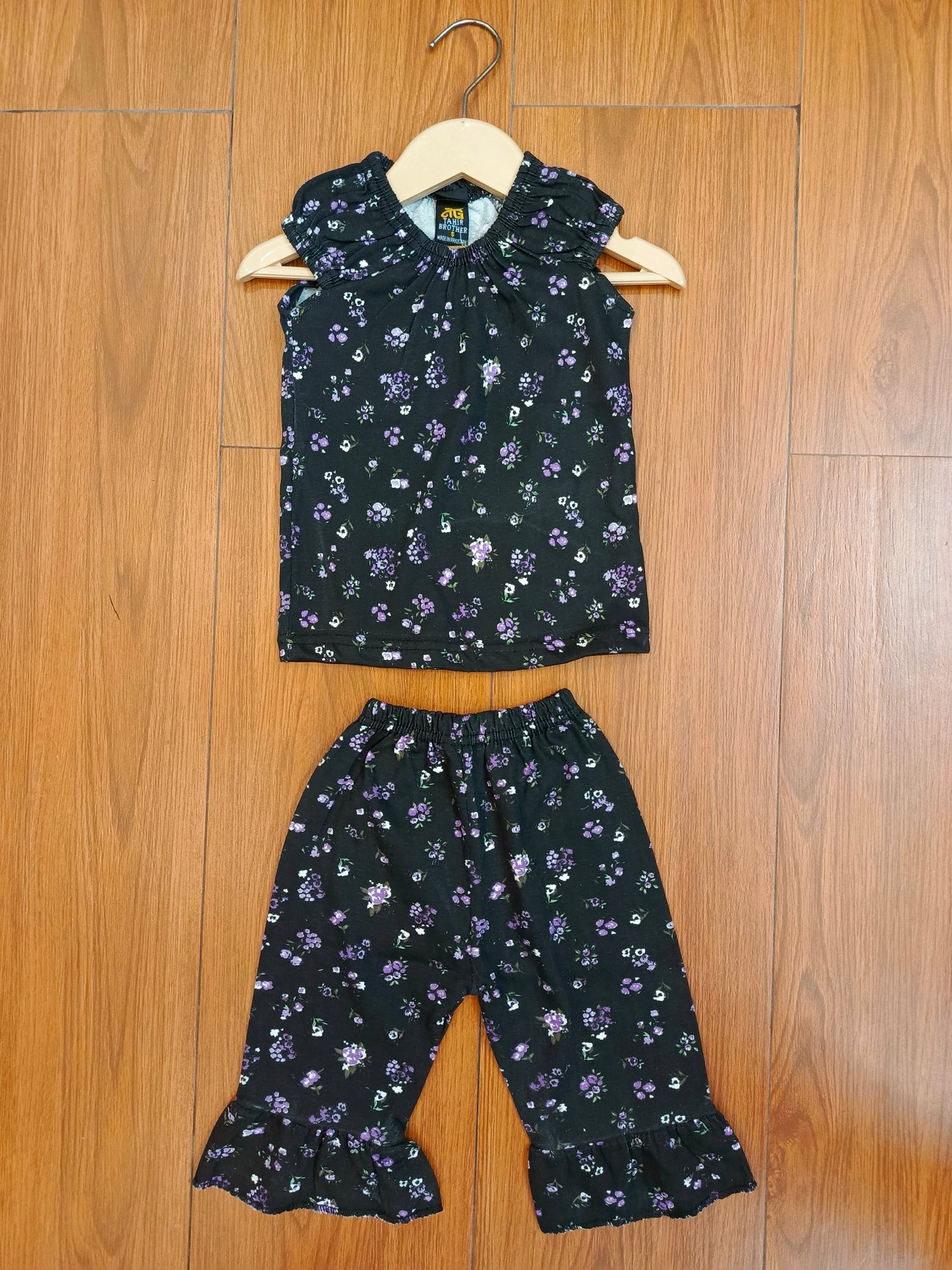 Black floral baby sando co-ord set suits