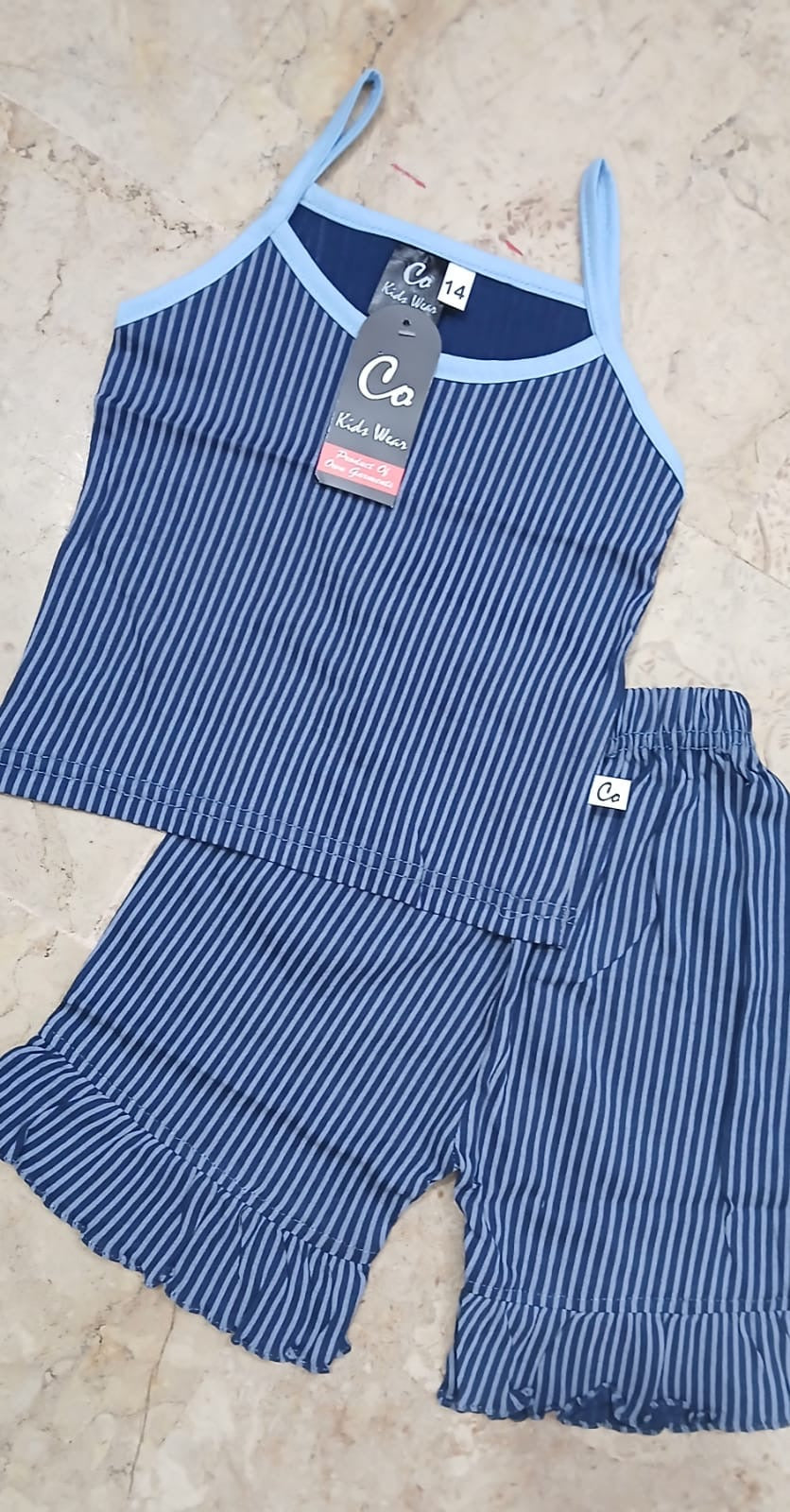Blue strips kids tanktop set