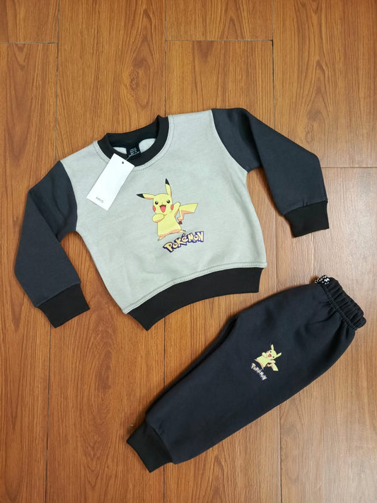 Grey pokemon fleece kids track suit
