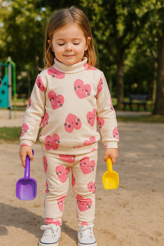 Pink heart hineck tracksuit