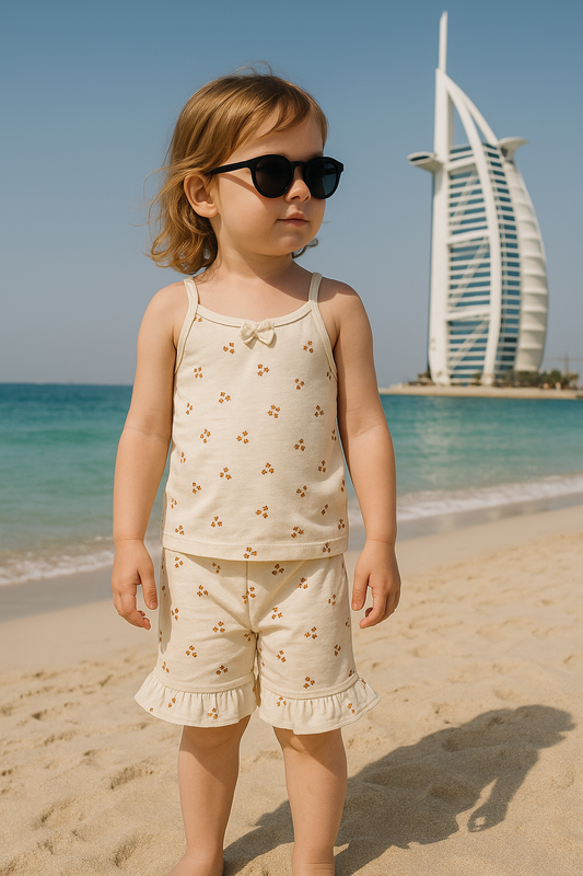 Offwhite floral baby tanktop suit