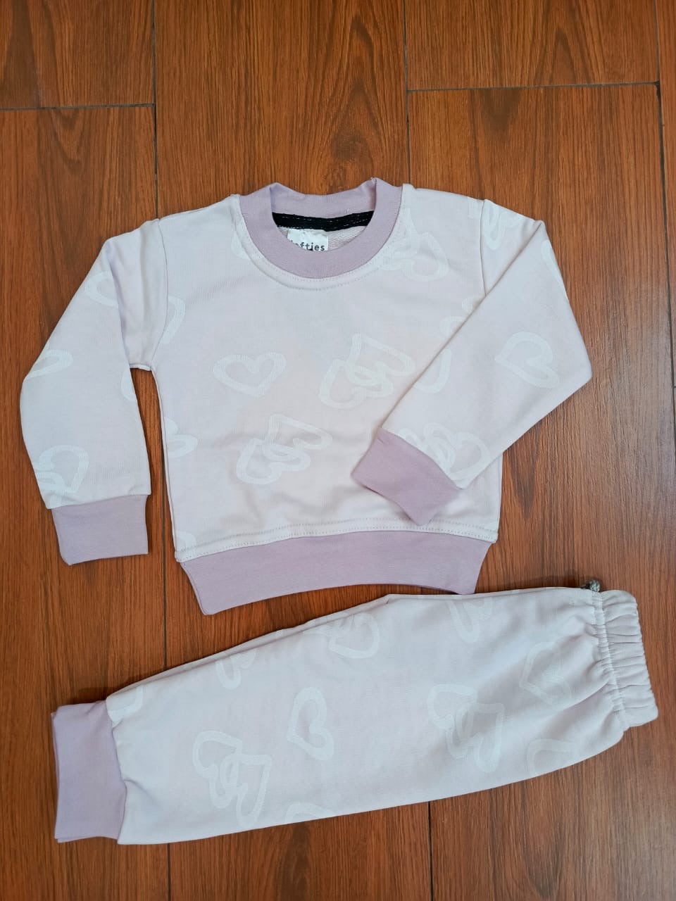Pink heart kids track suit