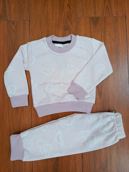 Pink heart kids track suit