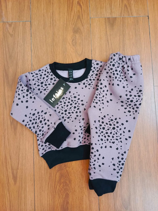 Purple polka kids track auit