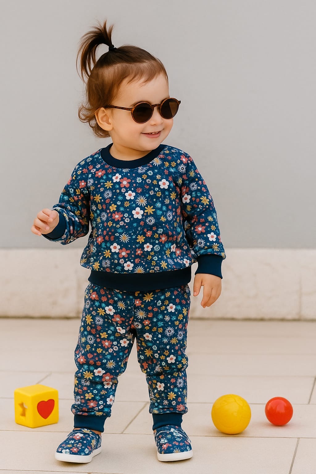 Blue flower kids track suit