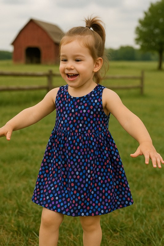 Blue polka baby summer frock