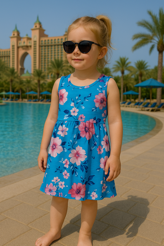 Blue floral baby frock