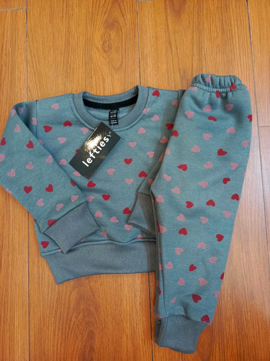 Grey heart kids track suit