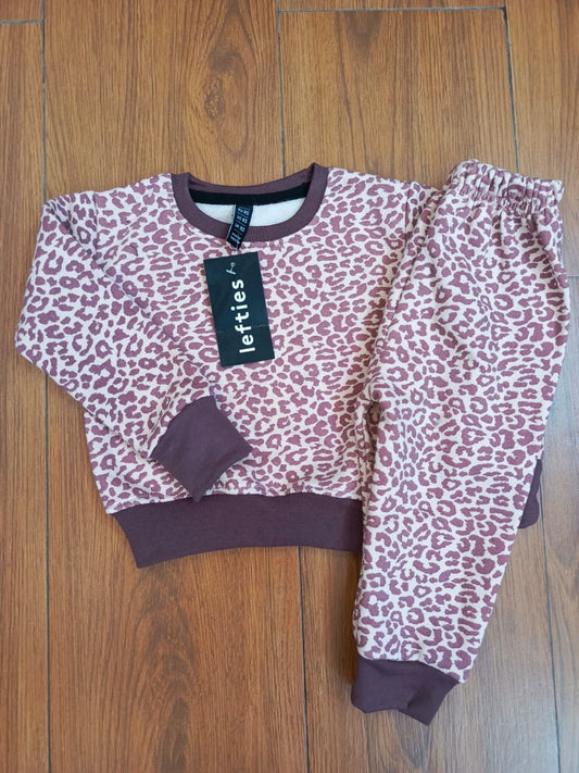Pink cheetah kids track suit