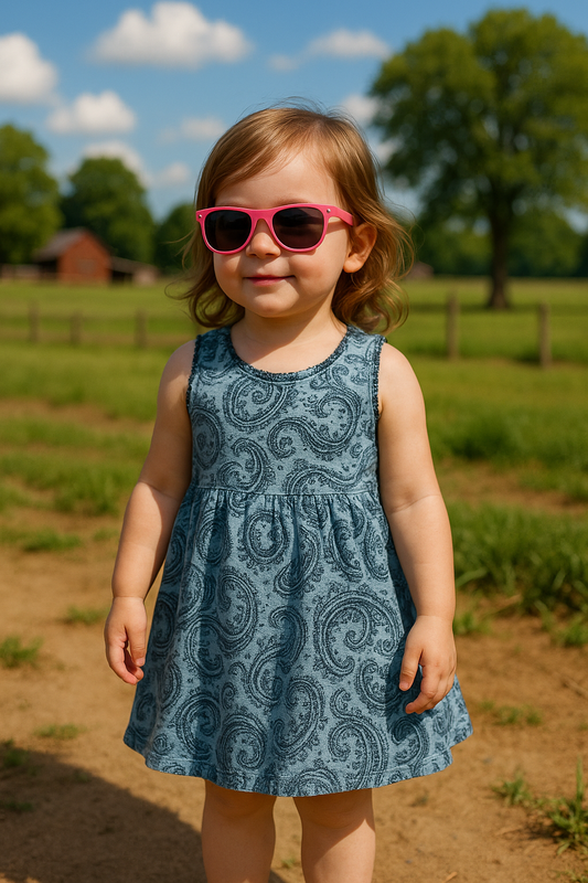 Mid blue floral baby frock