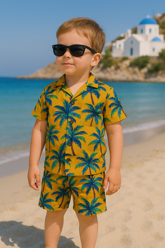 Yellow leaves linen suit