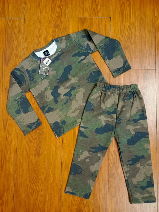 Green camo round neck suit