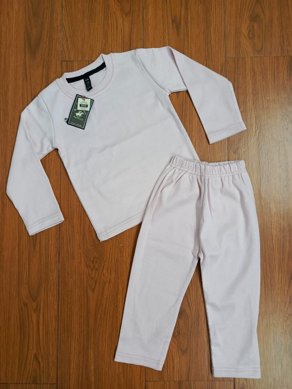 Pink rib round neck suit