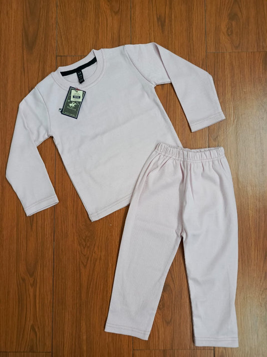 Pink rib round neck suit