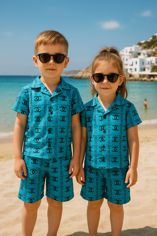 Gucci aqua blue linen suit
