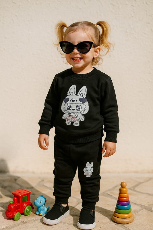 Black labubu kids track suit