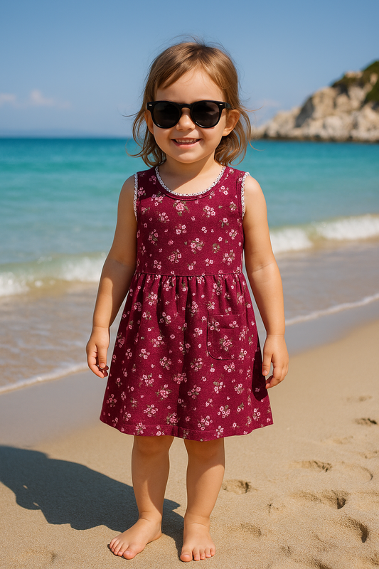 Maroon floral baby frock