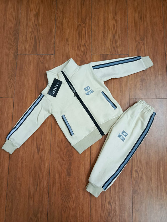 Off white zipper kids track suit